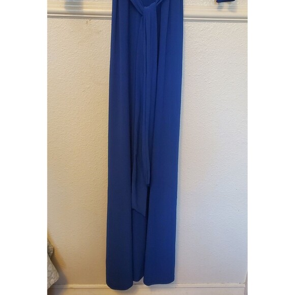 Janette Fashion Fake Wrap Blue Faux Wrap Jersey Knit Maxi Dress 3/4 Sleeve Med - Picture 3 of 16